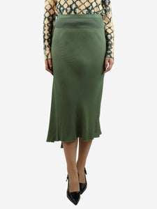 Rick Owens Green asymmetric midi skirt - size UK 16