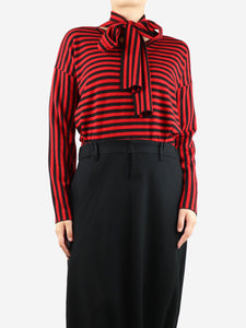 Loewe Red and black v-neck striped jumper - size XS