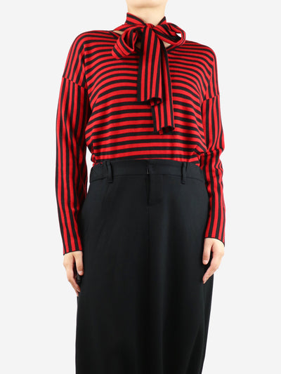 Red and black v-neck striped jumper - size XS Knitwear Loewe 