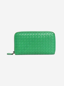 Green Intrecciato leather zip wallet Wallets, Purses & Small Leather Goods Bottega Veneta 