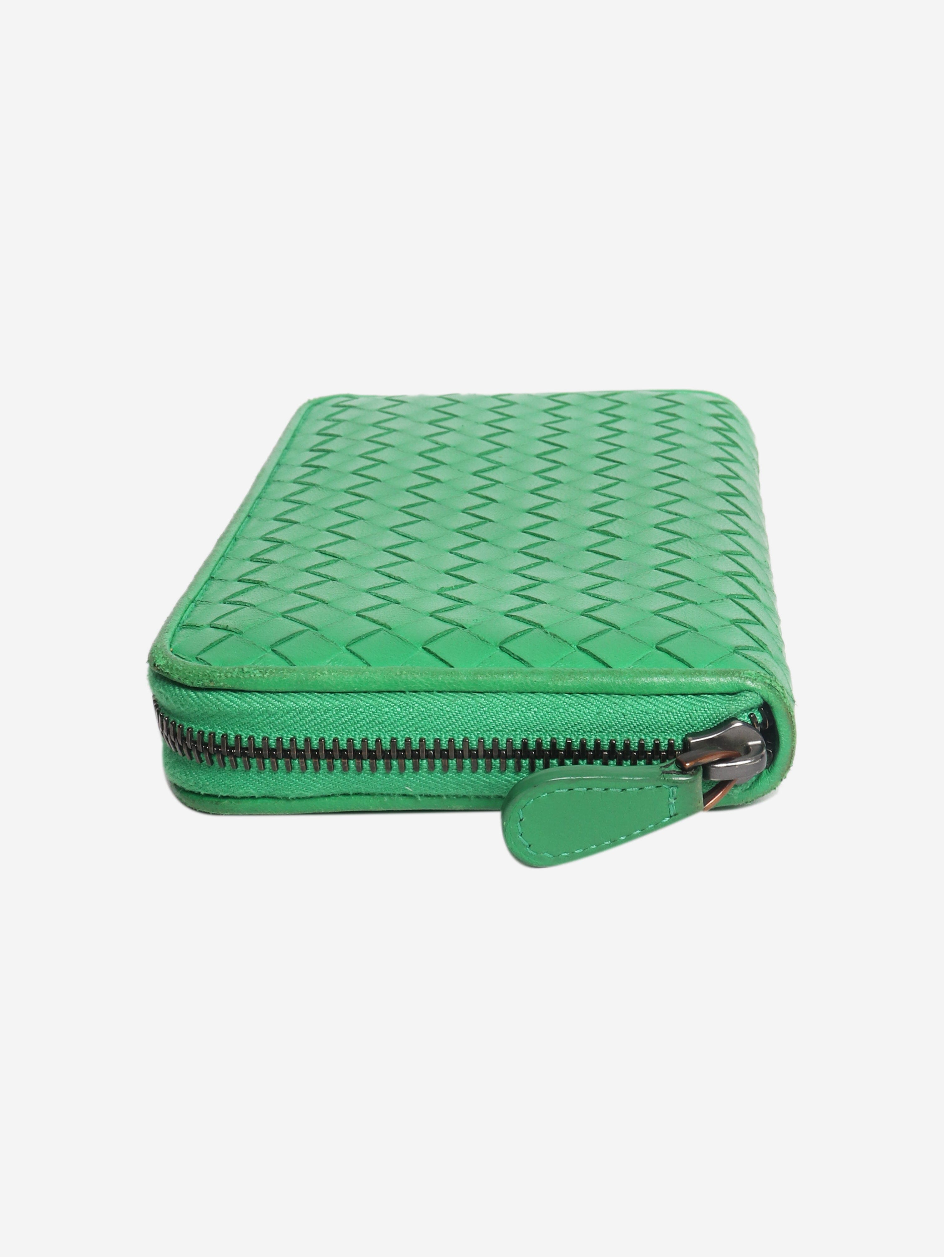Green Intrecciato leather zip wallet Wallets, Purses & Small Leather Goods Bottega Veneta 