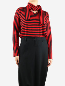 Loewe Red and black v-neck striped jumper - size XS