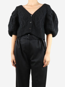 Simone Rocha Black puff-sleeved cropped cardigan - size UK 10