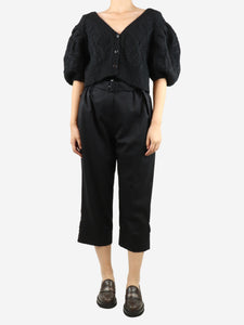 Simone Rocha Black paperbag wool trousers - size UK 10