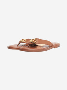 Gucci Brown GG leather thong sandals - size EU 39.5