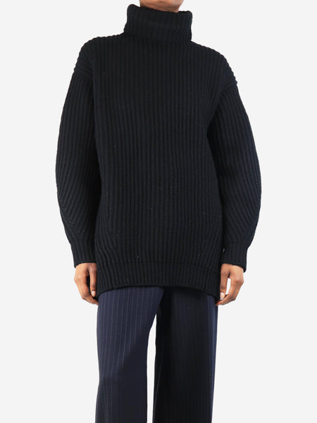 Black chunky knit jumper - size XS alternate image
