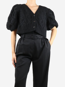 Simone Rocha Black puff-sleeved cropped cardigan - size UK 10