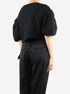 Simone Rocha Black puff-sleeved cropped cardigan - size UK 10