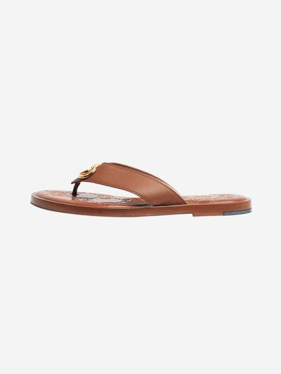 Brown GG leather thong sandals - size EU 39.5 Flat Sandals Gucci 
