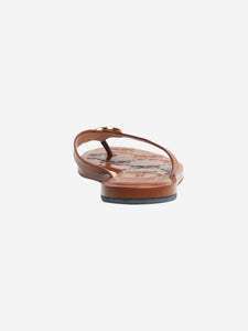 Gucci Brown GG leather thong sandals - size EU 39.5
