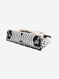 Dries Van Noten Black and white embroidered fringe clutch bag