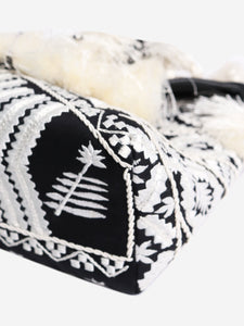 Dries Van Noten Black and white embroidered fringe clutch bag