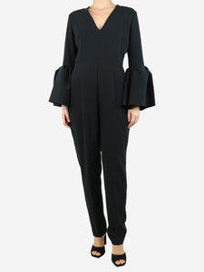 Roksanda Black bell-sleeved V-neck jumpsuit - size UK 12