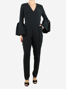 Roksanda Black bell-sleeved V-neck jumpsuit - size UK 12