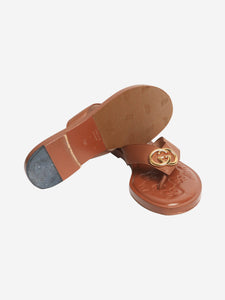 Gucci Brown GG leather thong sandals - size EU 39.5