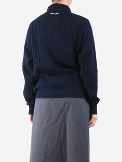 Navy cable knit polo sweater - size UK 4 Knitwear Miu Miu 