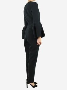 Roksanda Black bell-sleeved V-neck jumpsuit - size UK 12