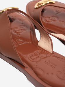 Gucci Brown GG leather thong sandals - size EU 39.5