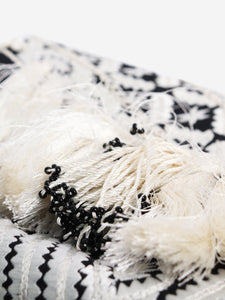 Dries Van Noten Black and white embroidered fringe clutch bag