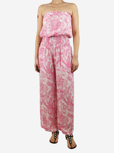 Melissa Odabash Pink and white floral wide-leg jumpsuit - size S