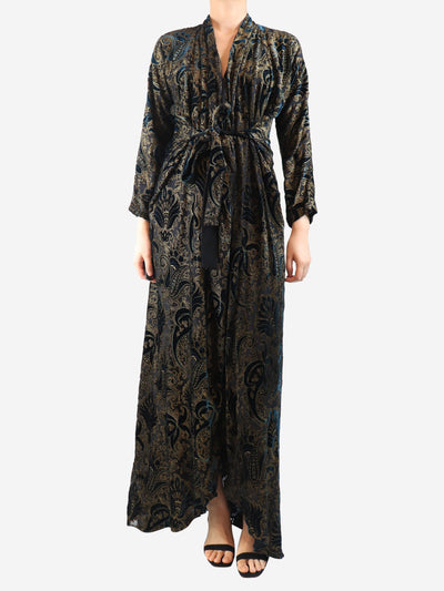 Black paisley velour maxi dress - size UK 10 Dresses Etro 