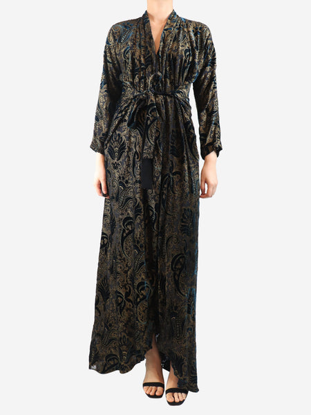Black paisley velour maxi dress - size UK 10 product image