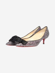 Christian Louboutin Pink and black sparkly kitten-heel pumps - size EU 39.5