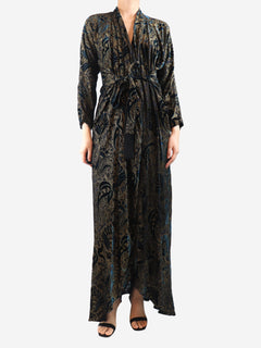 Black paisley velour maxi dress - size UK 10 Dresses Etro 