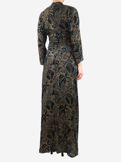 Black paisley velour maxi dress - size UK 10 Dresses Etro 