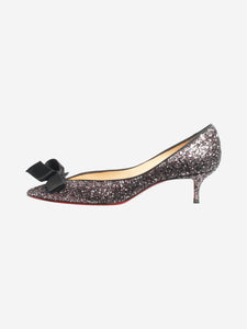 Christian Louboutin Pink and black sparkly kitten-heel pumps - size EU 39.5