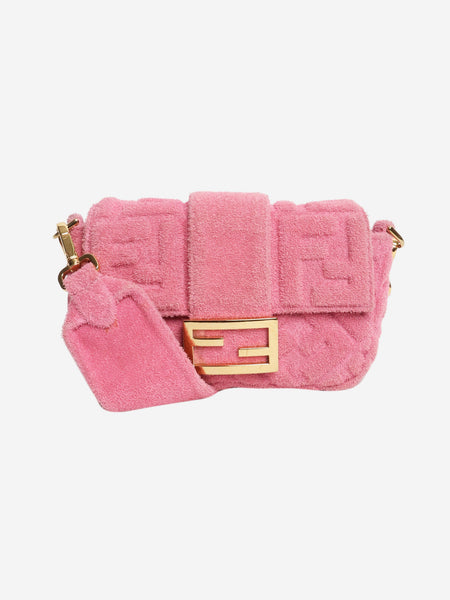 Pink embossed terry cloth baguette bag product image