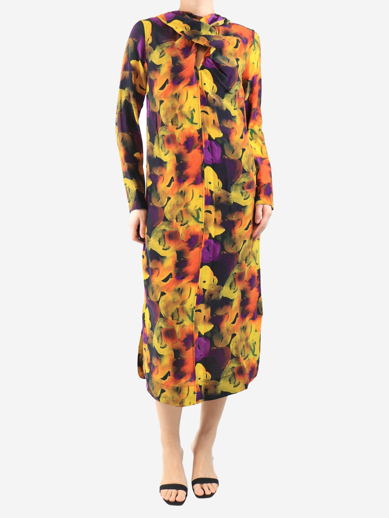 Multicolour abstract-print midi dress - size UK 8 Dresses Ganni 