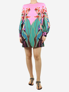 Valentino Multi Orchid Romage mini dress - size UK 8