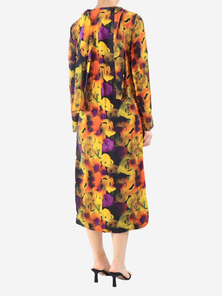Multicolour abstract-print midi dress - size UK 8 alternate image