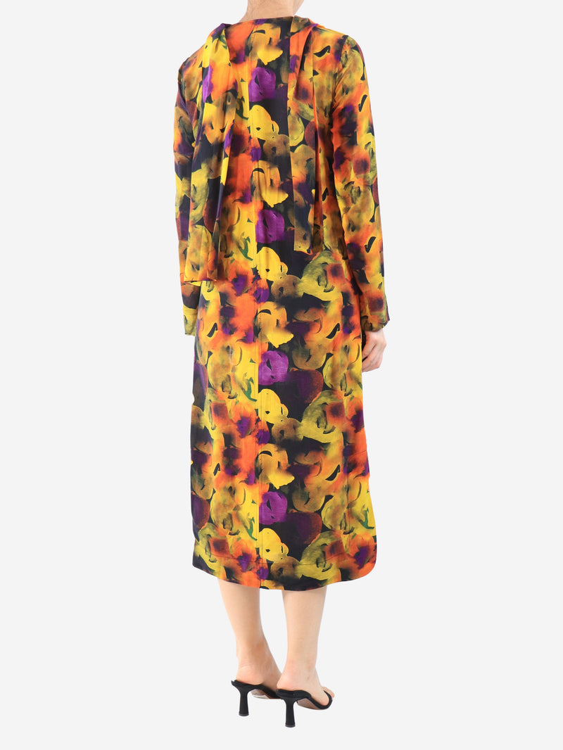 Multicolour abstract-print midi dress - size UK 8 Dresses Ganni 