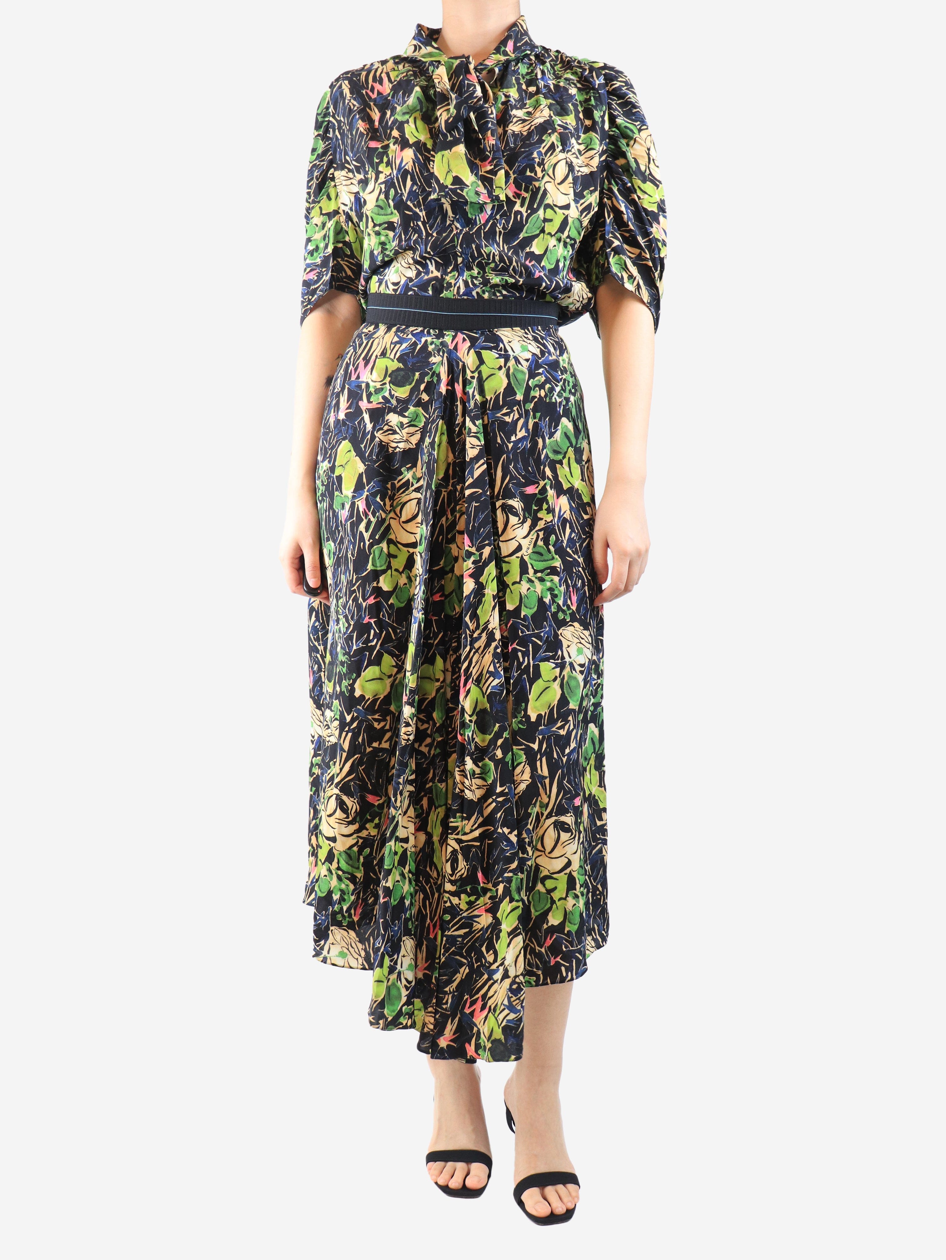Black Marocaine rose blouse and skirt set - size UK 8 Sets Prada 