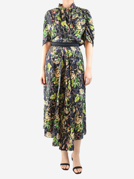Black Marocaine rose blouse and skirt set - size UK 8 product image