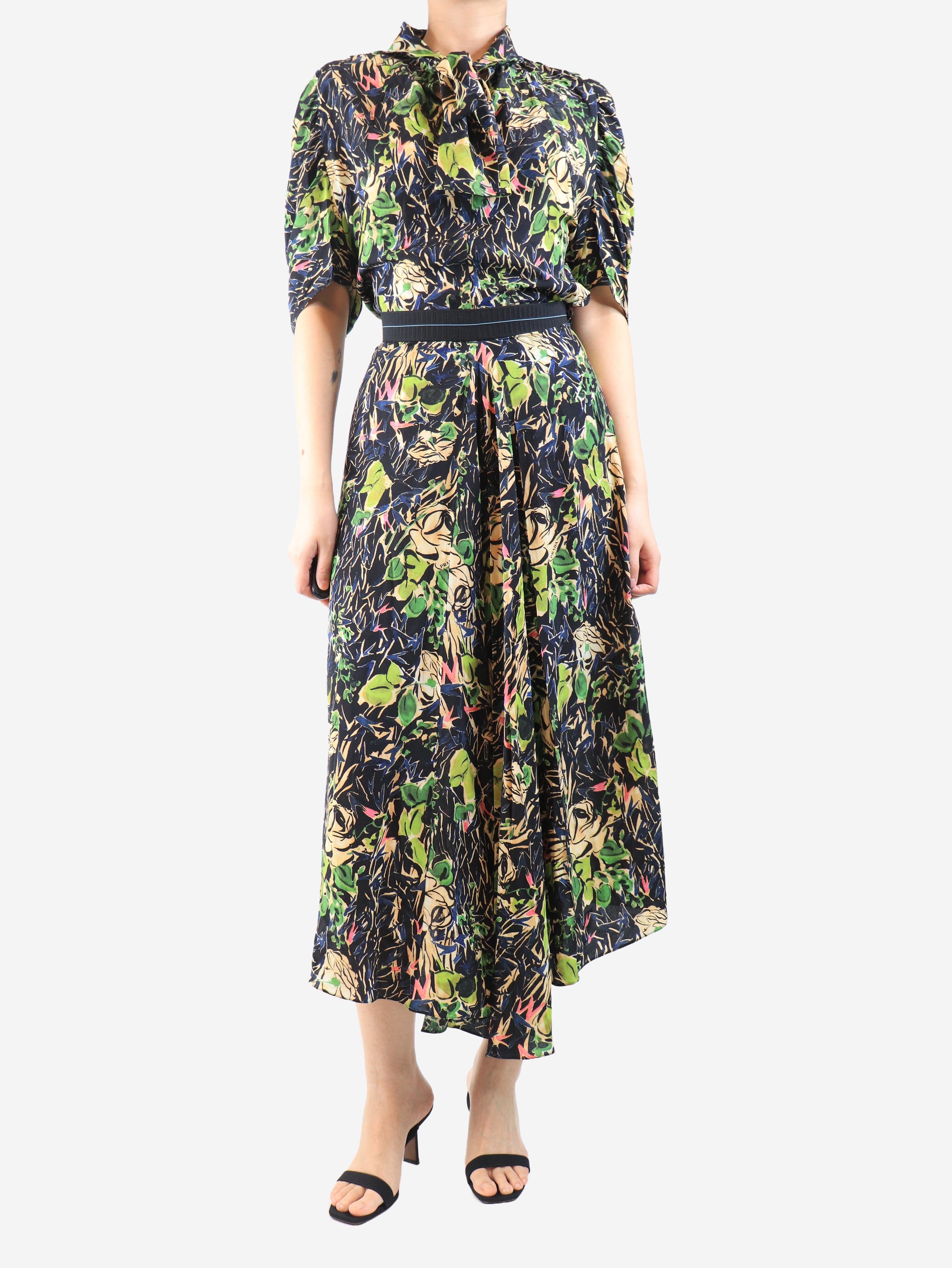 Black Marocaine rose blouse and skirt set - size UK 8 Sets Prada 