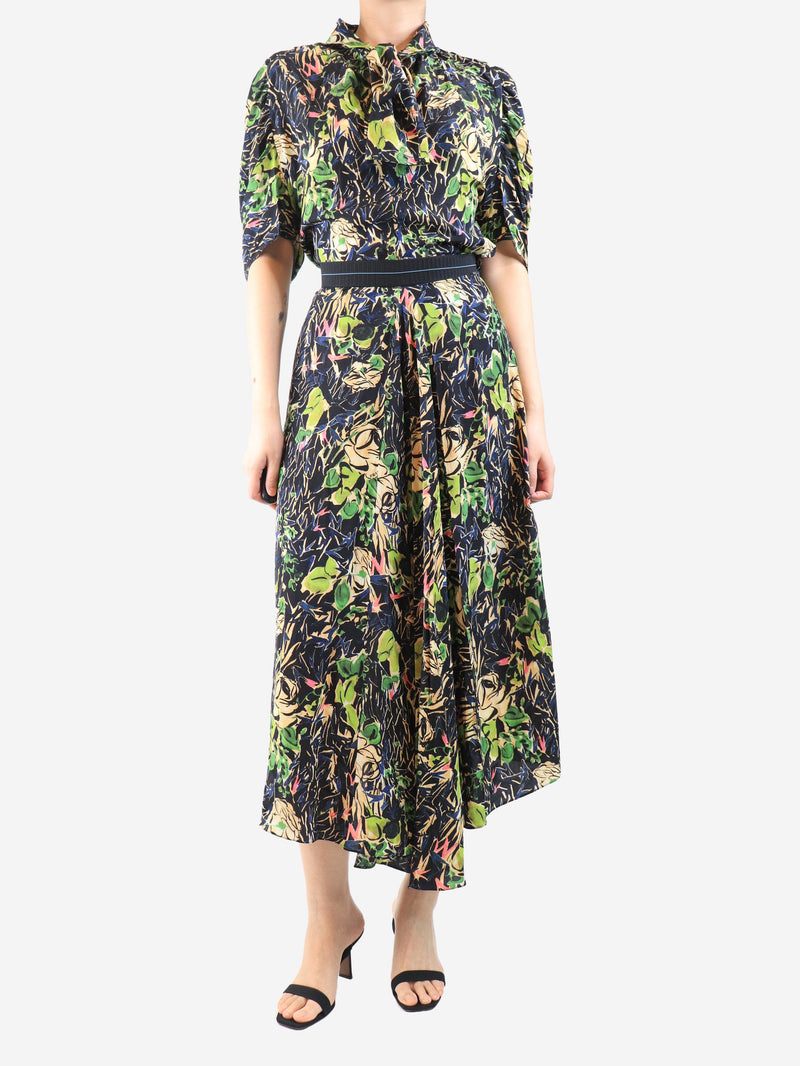 Black Marocaine rose blouse and skirt set - size UK 8 Sets Prada 
