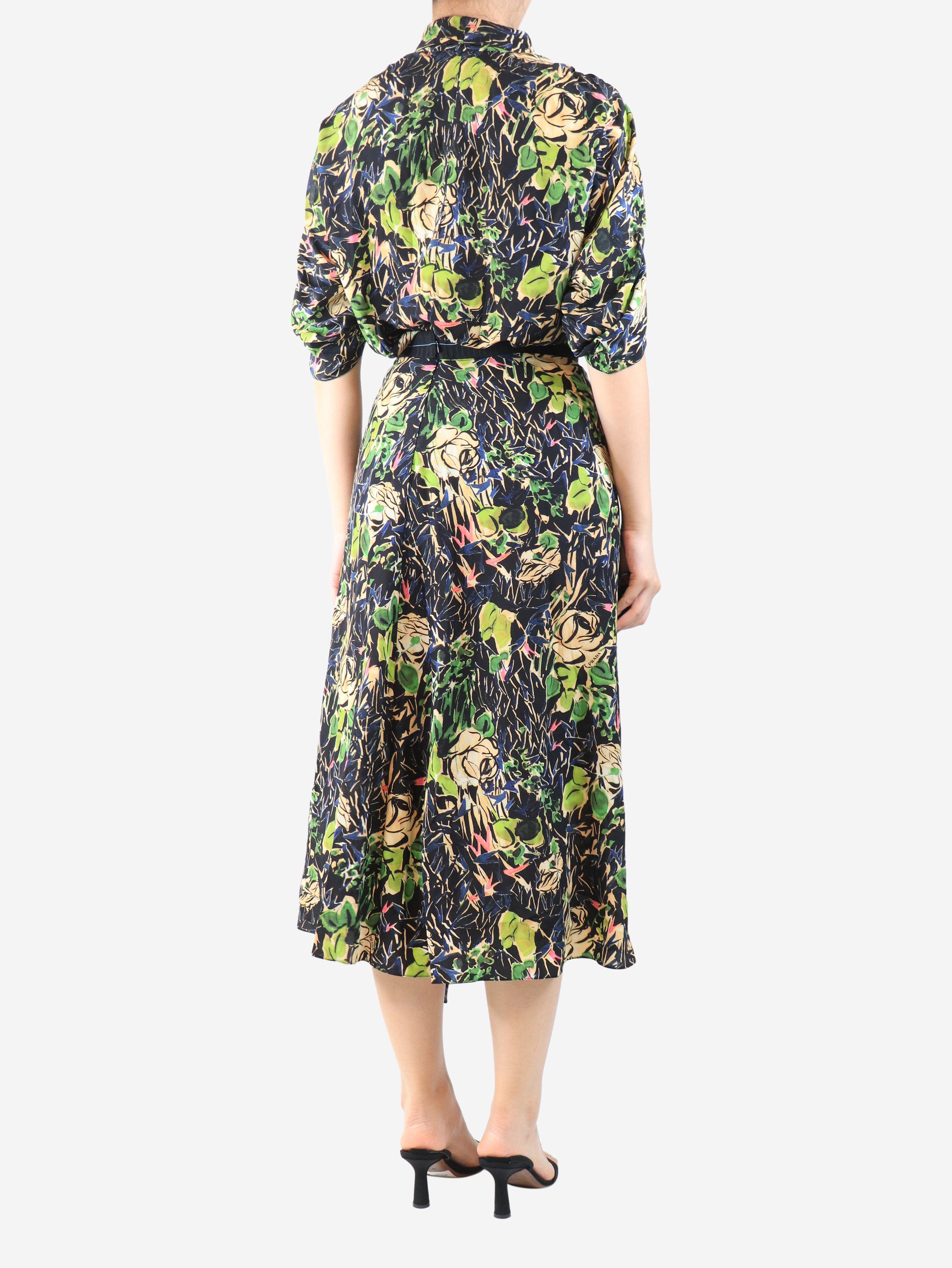 Black Marocaine rose blouse and skirt set - size UK 8 Sets Prada 