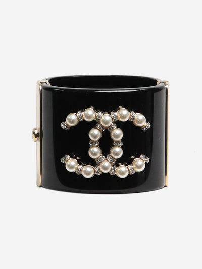 Black pearl resin CC cuff Bracelets Chanel 