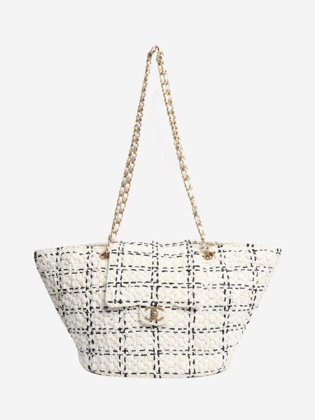 White and black 2023 raffia Shopper tote bag product image