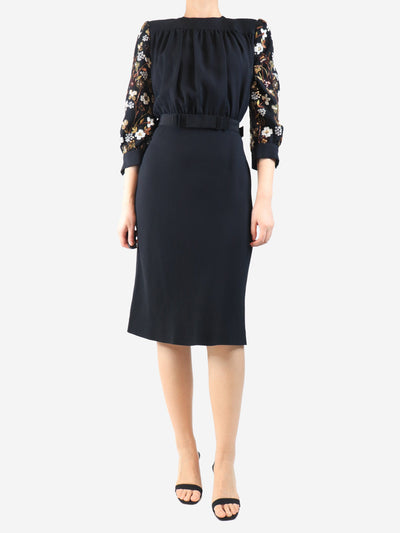 Black AW12 embellished crepe midi dress - size UK 10 Dresses Miu Miu 