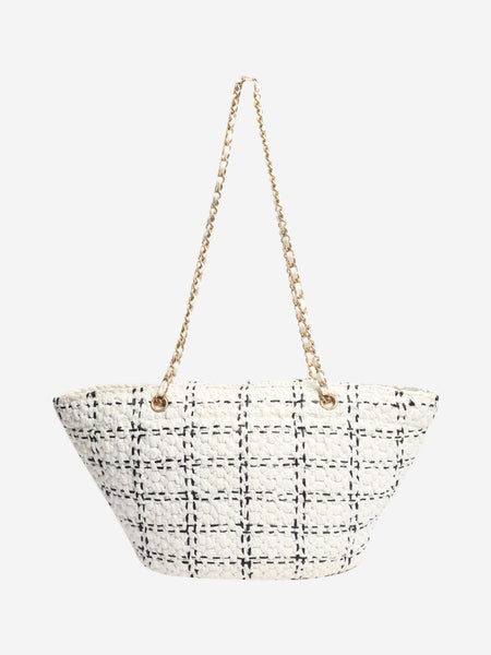 White and black 2023 raffia Shopper tote bag alternate image