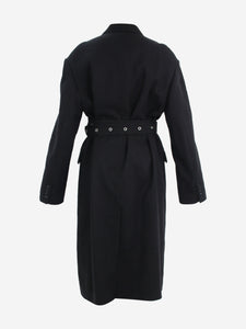 Acne Studios Black padded-shoulder wool maxi coat - size UK 14