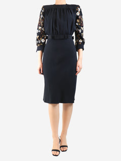 Black AW12 embellished crepe midi dress - size UK 10 Dresses Miu Miu 