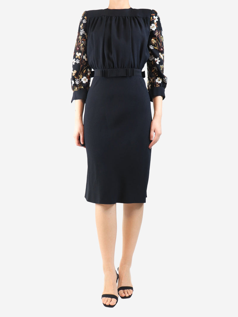 Black AW12 embellished crepe midi dress - size UK 10 Dresses Miu Miu 
