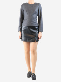 Dark grey wool and leather mini dress - size UK 10 Dresses Alexander McQueen 