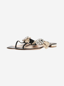 Miu Miu Black patent bejewelled sandals - size EU 39.5