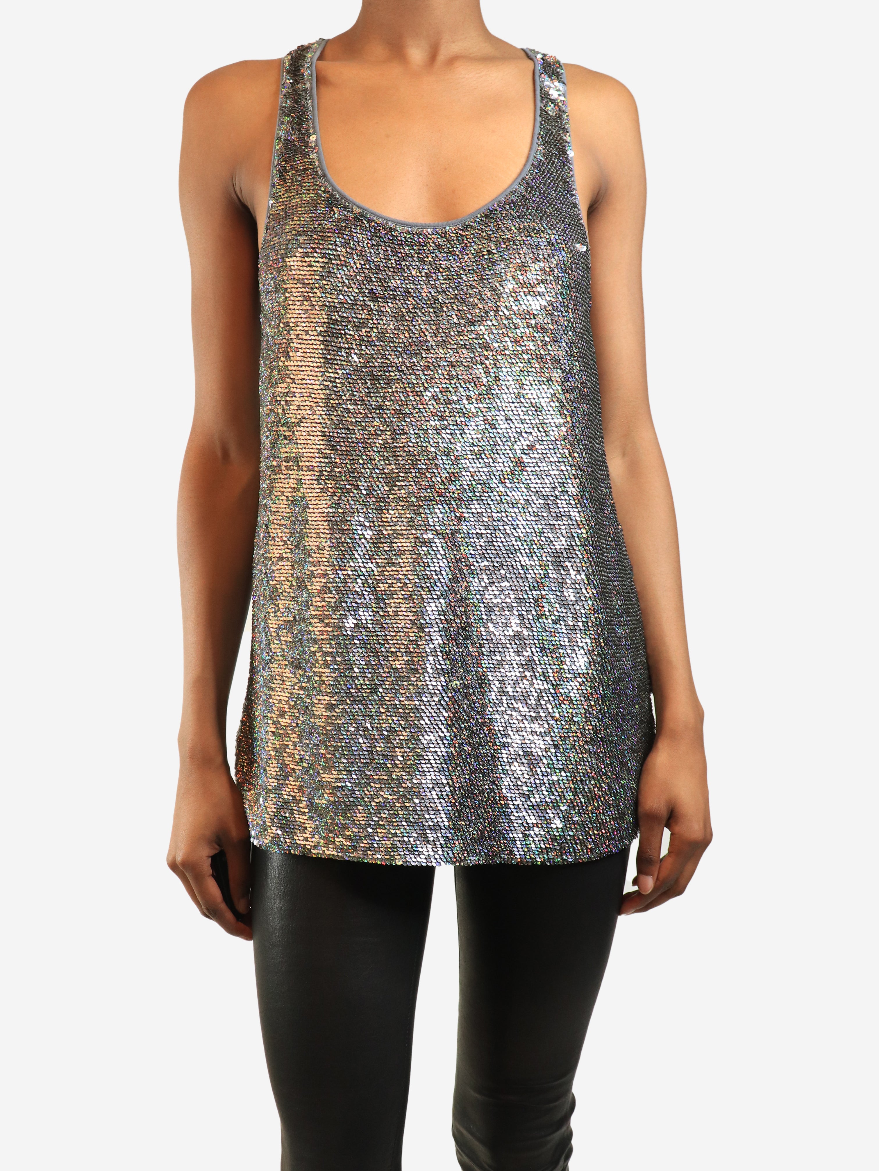 Grey sequin tank top - size XS